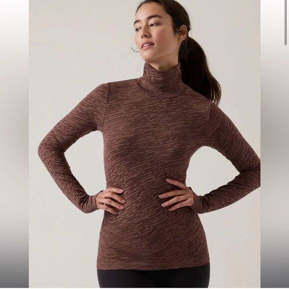 ATHLETA Flurry Seamless Turtleneck NEW with tags Size XS Wren Rustic Beige - Picture 2 of 16